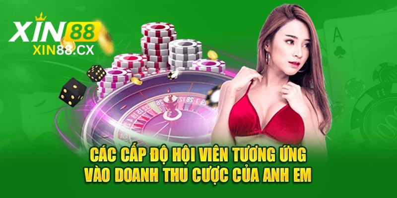 Các level hội viên tương ứng vào doanh thu cược của anh em